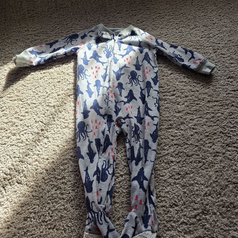 Carter's Blue and Gray Kids Pajama Footies